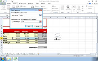 Excel display with drop boxes