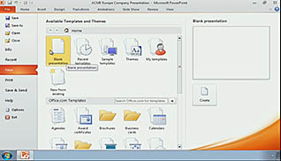 PowerPoint homepage display